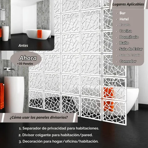 Vista 4 de Lchen Divisor de habitación colgante, 10 paneles colgantes de madera y plástico, panel de pantalla de 0.2 pulgadas de grosor para sala de estar