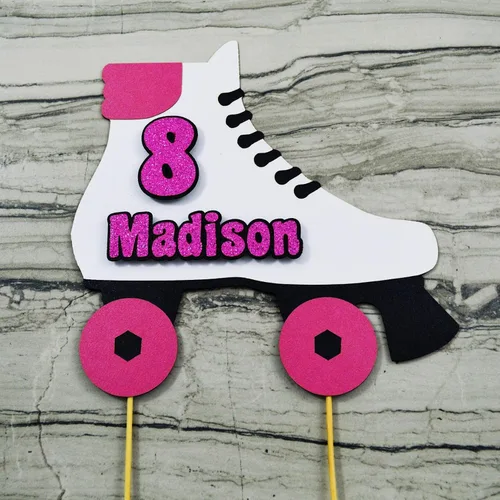 Vista 6 de Decoración para tartas de patinaje personalizado con nombre y edad