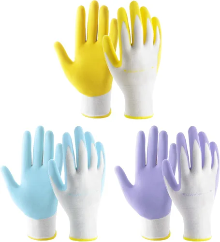 Vista 7 de HANDLANDY HLDD Gardening Gloves for Women, Womens Work Gloves with Foam Nitrile Coating, 6&3 Pairs Garden Glove DIY (12 pairs)