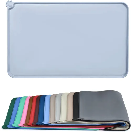 Vista 19 de AUDWUD - Tapete de silicona, impermeable y antideslizante para alimentos de perros y gatos, para tazón de mascotas Marrón Adobe