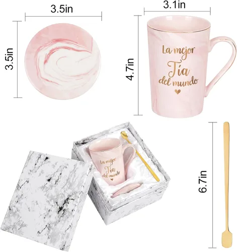 Vista 7 de Maustic Best Aunt Gifts - Taza de café La Mejor Tia Del Mundo, regalos de sobrina sobrino en español, Navidad, Día de la Madre, regalo para tia, 14