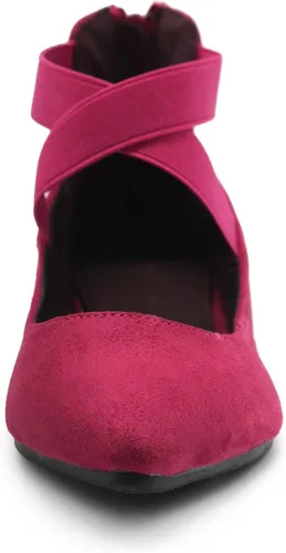 Vista 3 de Ollio Zapatos planos de ballet con correa elástica de gamuza sintética para mujer F167
