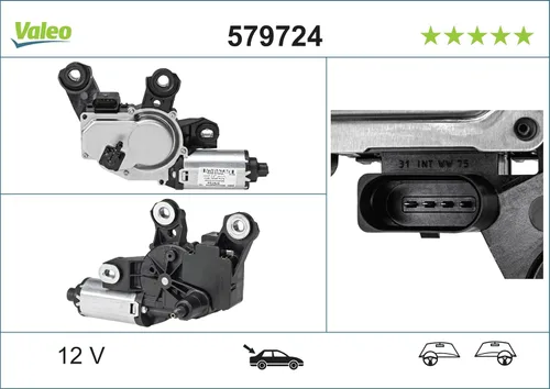 Vista 4 de Valeo 579724 Nuevo Motor de Limpiaparabrisas Premium Trasero Para Porsche Cayenne 2011-2015