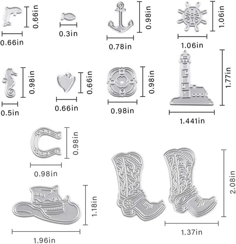 Vista 2 de Troqueles de corte de navegación de vaquero para plantillas de metal, herramienta de grabado en relieve, troqueles para hacer tarjetas, álbumes