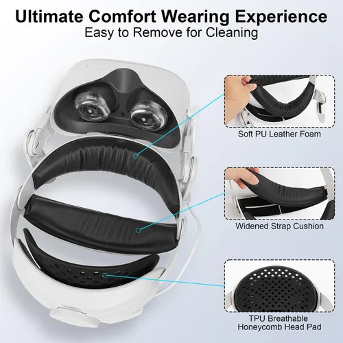 Vista 2 de Battery Pack Head Strap Compatible with Quest 2 Accessories, Sonicgrace 5300mAh Battery Pack VR Oculus 2 Strap for Elite-strap Replacement, Enhanced