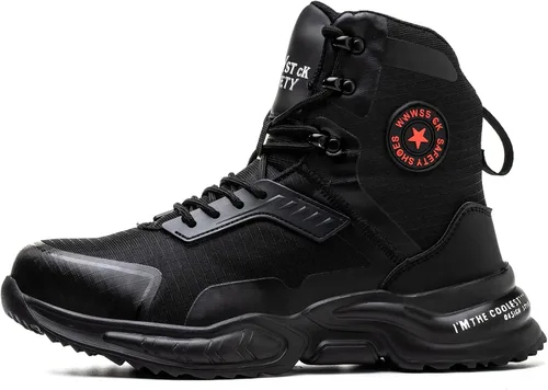 Vista 2 de ORISTACO Botas de acero con punta de trabajo de seguridad de tela ligera construcción zapatillas
