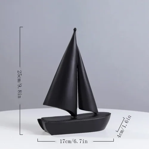 Vista 2 de Estatua creativa modelo de velero de resina, arte moderno, manualidades, decoración de oficina en casa, escultura de barco simple, regalo