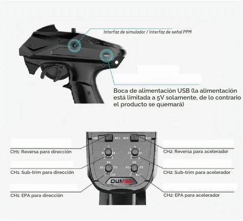 Vista 3 de X6 6 Canales Rc Transmisor y Receptor P6FG Con Giroscopio Integrado Modo Mixto Protección Fuera de Control Controlador Rc para Coche/Barco/Tanque a