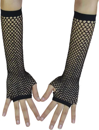 Vista 9 de Guantes de red para mujer, mangas largas de red de pesca para trajes Emo Punk 12 pares de guantes de red largos y cortos
