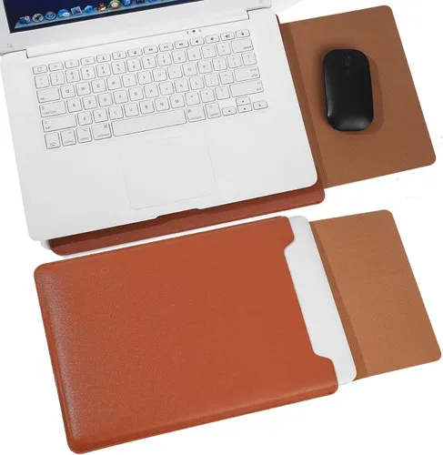 Vista 6 de Compatible with Apple 14"/13.3" Laptop Sleeve, Padded Case Marrón
