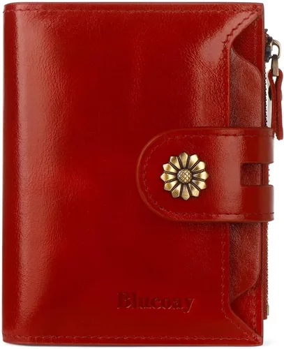 Vista 11 de Billetera para mujeres, billetera de cuero plegable de dos pliegues para mujeres con bloqueo RFID, compacta, tarjetero pequeño con ventana