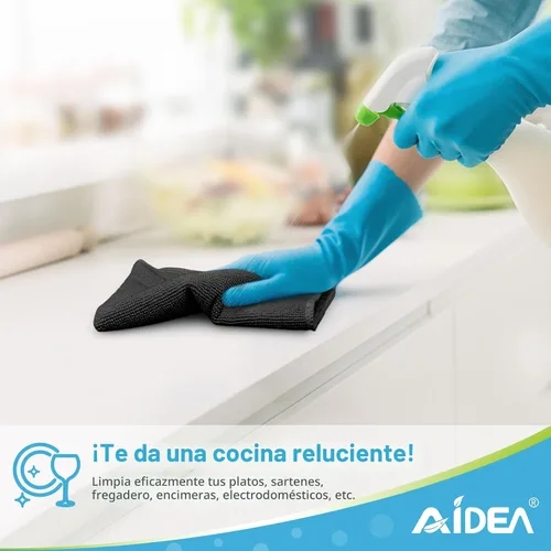 Vista 5 de AIDEA - Paño de limpieza de microfibra negro, 12 unidades, trapos de limpieza absorbentes de 12 x 12 pulgadas Microfiber Towels for Cars Lint Free