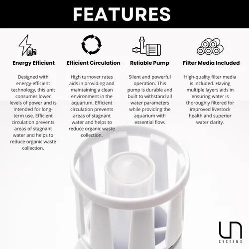 Vista 4 de Ultum Nature Systems Skimmer para superficie de acuario, filtro interno para peceras, elimina la película y el aceite de la superficie del agua, 66
