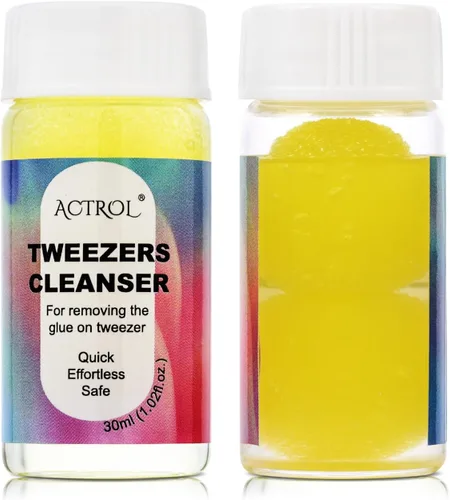 Vista 19 de ACTROL - Pinzas limpiadoras de pestañas azules de 0.8 fl oz con bola de esponja para eliminación de pegamento Blue 25ml Lash Tweezer Cleanser With