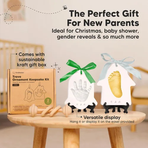 Vista 5 de Kit de Huellas de Manos y Pies de Bebé - Adorno Personalizado para la Primera Navidad del Bebé, Adorno Recuerdo de Huella de Recién Nacido, Kit