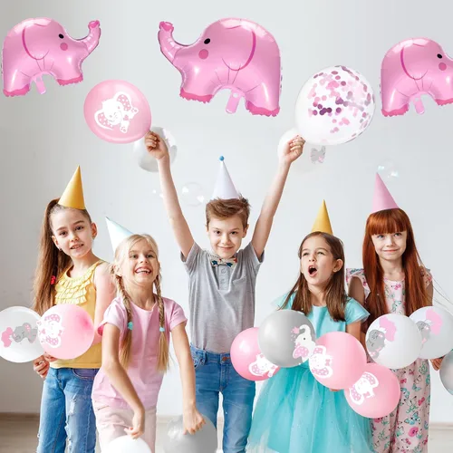 Vista 5 de Aoriher 45 globos de elefante de 12 pulgadas, globo de elefante para baby shower, para bebés, niños y niñas, revelación de género, suministros