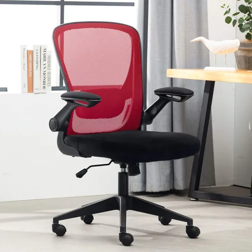 Vista 9 de Silla de oficina en casa, silla de escritorio ergonómica, silla de computadora de malla, sillas cómodas con respaldo medio con soporte lumbar