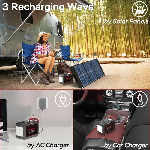Vista 5 de Estación de energía portátil 300W MARBERO 237Wh generador solar de camping batería de litio de respaldo con salida de onda sinusoidal pura 110V CA