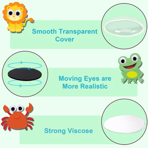 Vista 7 de 6 piezas de 0.6 pulgadas Ojos Googly PETKNOWS, ojos de movimiento autoadhesivos de PETKNOWS para manualidades