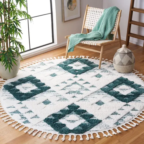 Vista 42 de SAFAVIEH Alfombra marroquí con borlas, 2 x 3 pies, marfil y marrón, no desprende pelusa y fácil de limpiar, textura alta y baja, ideal