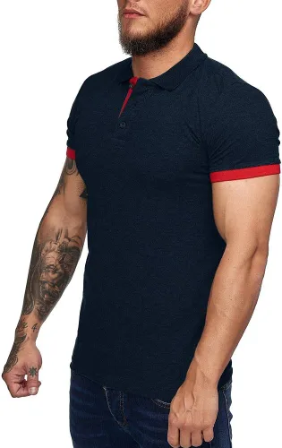 Vista 3 de Polo de manga corta para hombre, estilo casual, ajustado, diseño básico, corte clásico, camisas de algodón