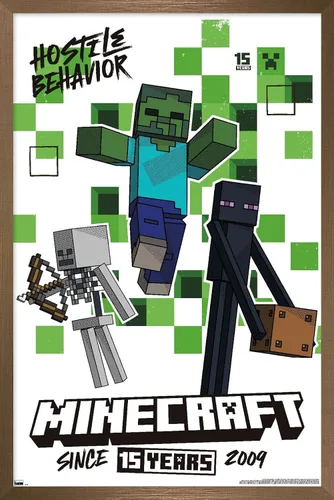 Vista 16 de Trends International Minecraft: 15th Anniversary - Póster de pared de comportamiento hostil, 22.4 pulgadas de largo x 14.7 W, versión enmarcada