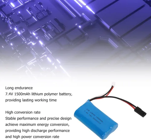 Vista 5 de Oumefar Batería de litio de 7.4V 1500mAh y batería de repuesto de batería de litio para coche RC