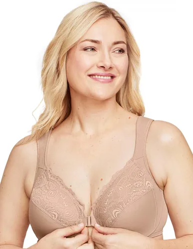 Vista 4 de Glamorise - Brasier con aros y cierre frontal para mujer, tecnología Wonderwire, talla extragrande, n. 1245