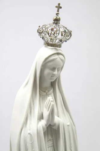 Vista 5 de Vittoria Collection 28 pulgadas Nuestra Señora de Fátima con corona de metal joya Virgen María estatua italiana escultura hecha en Italia