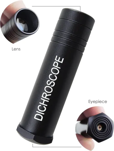 Vista 4 de Dicroscopio de calcita de trabajo pesado de mano, gema tricóica y pruebas gemológicas, joyero herramienta metal cuerpo gemología 0.591 in diámetro