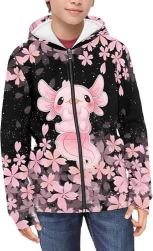 Vista 4 de Lindas sudaderas con capucha y cremallera para niñas adolescentes, ropa de otoño gráfica, sudaderas de 6-16 años
