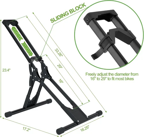 Vista 2 de RELIANCER Soporte de almacenamiento ajustable para bicicletas, estante de estacionamiento para bicicletas, soporte de rueda de bicicleta estable