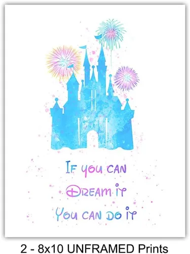 Vista 4 de Juego de decoración de pared con citas inspiradoras – Castle World, arte de pared motivacional para decoración de habitación, póster para niños