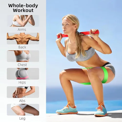 Vista 4 de Bandas de ejercicio de resistencia, bandas de resistencia para fitness en casa, estiramiento, entrenamiento de fuerza, terapia física, bandas