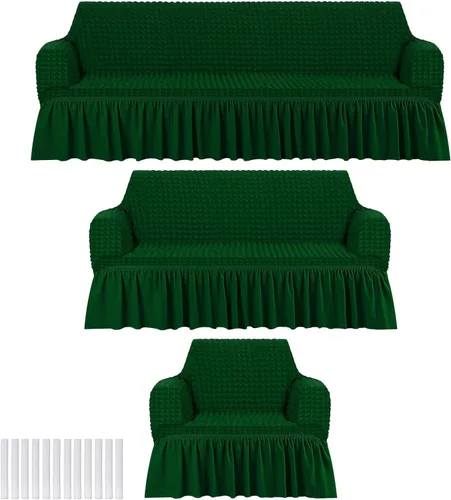 Vista 17 de Fanfanwin Juego de fundas de sofá de 3 piezas para cojines de sofá, duraderas, lavables, de alta elasticidad, fundas de sofá con falda para sofá