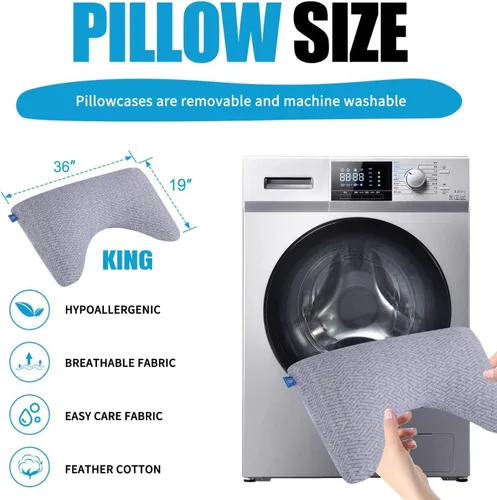 Vista 7 de SCHNAUZER HOME Almohada para dormir de lado para dolor de cuello y hombros, almohadas de espuma viscoelástica tamaño King para dormir, almohada