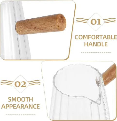 Vista 7 de Kichvoe Vaso de chupito de espresso de 6 onzas con mango de madera, jarra triple de vidrio de borosilicato con escala, vasos de chupito de espresso