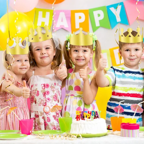 Vista 5 de TUPARKA 30 piezas de corona de papel dorado con corona de rey dorado para fiesta de fiesta de cumpleaños, baby shower, accesorios para fotos