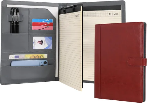 Vista 8 de Wason Portafolio Funda de cuero PU A4 con portapapeles, bloc de notas, formularios, archivos de escritura de documentos, planificador de Azul oscuro