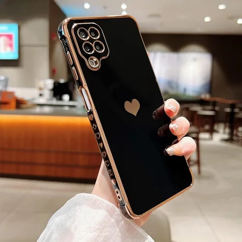 Vista 3 de phylla Funda de teléfono compatible con Samsung Galaxy A12 de 6.5 pulgadas, lindo corazón chapado en oro, elegante funda de lujo para mujer