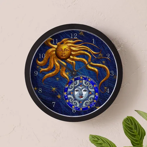 Vista 5 de CafePress Harvest Moons Sun & Moon - Reloj de pared de 10 pulgadas para sala de estar, cocina u oficina