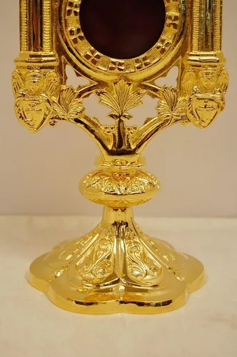 Vista 3 de Relicario tradicional de la iglesia gótica chapada en oro para su reliquia (CCG-10G)