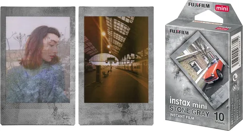 Vista 3 de Fujifilm instax Mini Stone Gray película con 10 fotos Gris