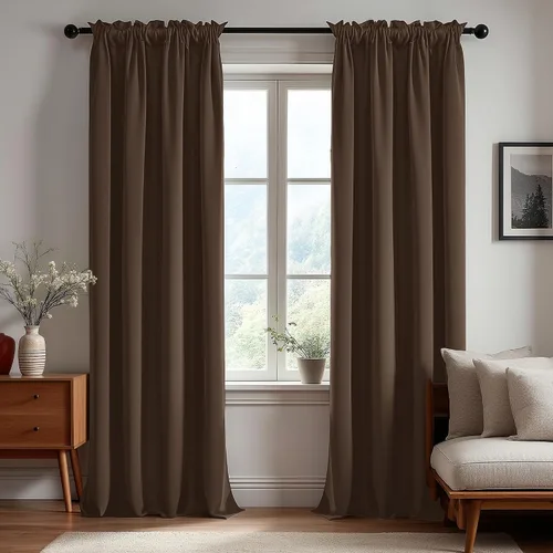 Vista 254 de Deconovo Cortinas opacas, aislamiento térmico, dobladillo para barra, reducción de ruido, certificado Oeko-TEX, cortinas de oscurecimiento
