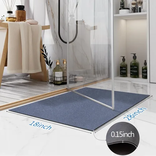 Vista 2 de Tapetes de baño antideslizantes, de tierra de diatomeas, finos para debajo de la puerta, de secado rápido, absorbente de agua, frente a la bañera