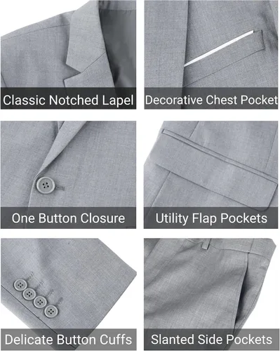 Vista 4 de Cloudstyle Trajes de 2 piezas para hombre, ajustado, 1 botón, chaqueta y pantalones