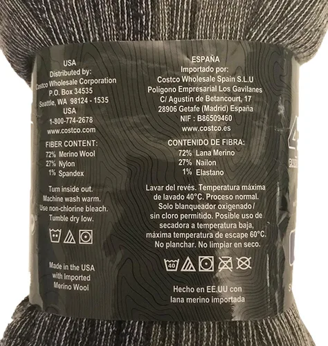 Vista 5 de Kirkland Signature Mens Outdoor Trail Socks Merino Wool 4 Pairs