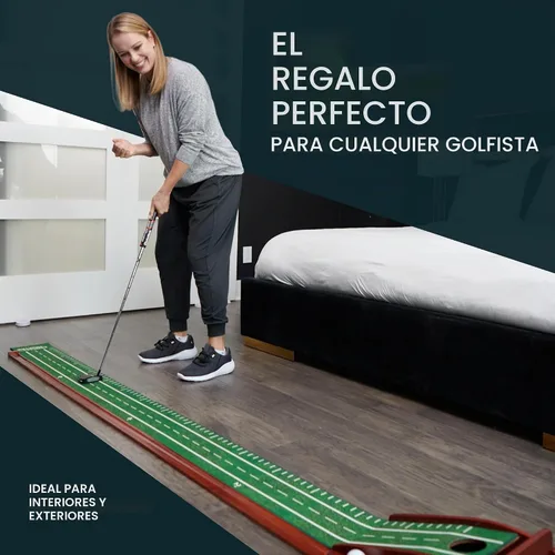 Vista 9 de Perfect Practice Putting Mat & Golf Chipping Net - Indoor Golf Training Aid Indoor putting green and chip shot practice, crystal velvet turf