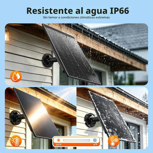 Vista 7 de 4 paneles solares para cámara Blink, energía solar + batería integrada de Negro