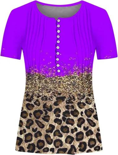 Vista 4 de Blusas largas con cuello en V para mujer, con estampado floral, ajuste holgado, manga corta, otoño y verano, 2024, a la moda, Y2K